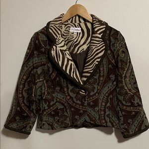 3Sisters Double Print Boutique Cropped Jacket Sz S  NWT